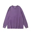 Premium vintage washed purple oversized long-sleeved T-shirt with comfortable crew neck - Purple