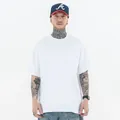 Premium βαρύ βαμβακερό λευκό oversized t-shirt για άνδρες σε στυλ streetwear με ώμο - S / Tops / 260g Μέγεθος ΕΕ / Λευκό