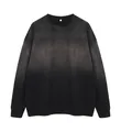 Sudadera de cuello redondo lavada en degradado gris con un ajuste holgado oversize - S / Tops / Negro Degradado