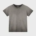 T-shirt da donna slim fit sfumata grigio lavaggio vintage con scollo rotondo corto - Taglia M / Top / Grigio sfumato