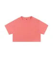 Dames crop top short sleeve T-shirt van puur katoen in koraalroze, losse pasvorm - M / Tops / Baksteenrood