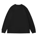 Camiseta básica de manga larga y cuello redondo en color negro de algodón transpirable - S / Tops / Negro