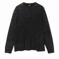 Vintage acid-washed black long-sleeve t-shirt made of heavy weight cotton fabric - M / Tops / Black