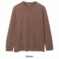 Vintage washed heavy cotton long sleeve T-shirt in brown - M / Tops / Coffee