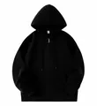 Hoogwaardige zwarte 300g katoenen hoodie met rits en verlaagde schouders voor een casual look - S / Tops / Zwart