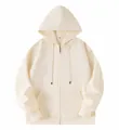 Crèmewitte hoodie met ritssluiting gemaakt van 300 gram zware kwaliteitskatoen - S / Tops / Broken Wit