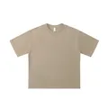 Premium zwaargewicht 260g puur katoen oversized T-shirt met verlaagde schouders in kaki kleur - Grijsgroen