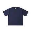 Oversized donkerblauw katoenen T-shirt met verlaagde schouders van zware kwaliteit - Marineblauw