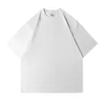 Camiseta premium blanca de algodón pesado de 350g oversize de manga corta con cuello redondo - S / Tops / Blanco