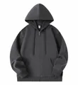 Donkergrijze katoenen hoodie van 300 g met ritssluiting en verlaagde schouders voor de herfst - IJzergrijs