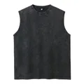Premium vintage oversized washed distressed black 240g cotton sleeveless vest for men - S / Tops / Black
