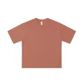 Oversized 260g zwaargewicht puur katoenen T-shirt in terracotta met lage schouders - Baksteenrood