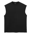 Débardeur sans manches en coton noir classique, coupe large style street - S / Hauts / Noir