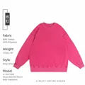 Sudadera oversize de cuello redondo lavado vintage en color rojo rosa de algodón - 3XL / Tops / Rosa rojo
