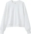 Premium plain white cropped crewneck sweatshirt with a loose fit and ribbed cuffs - S / Tops / White