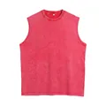 Vintage men's washed red cotton sleeveless tank top shirt with loose fit design - S / Tops / Red