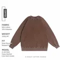 Oversized distressed washed heavy cotton crewneck sweatshirt in vintage coffee brown - 3XL / Tops / Brown