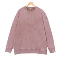 Sweat-shirt oversize vintage délavé à l'acide rose poudré pour un look décontracté - S / Hauts / Washed Brown
