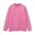 Felpa girocollo vintage oversize lavata all'acido in colore rosa acceso in cotone - Taglia S / Top / Rosso rosa