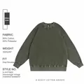 Vintage washed army green crewneck sweatshirt in heavyweight cotton with drop shoulder fit - 3XL / Tops / Army Green