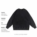 Heavyweight washed oversized crewneck sweatshirt in distressed black cotton blend - Black