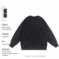 Heavyweight washed oversized crewneck sweatshirt in distressed black cotton blend - Black