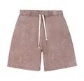 Men's vintage washed cotton sweat shorts with elastic waist and drawstring in brown - S / Bottoms / Brown