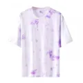 Casual purple and white tie-dye 100% cotton short-sleeve T-shirt for comfortable daily wear - 3XL / Tops / Purple