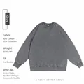 Heavyweight oversized vintage washed grey crewneck sweatshirt in 350g cotton blend - Gray