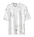 Casual pure cotton short-sleeved T-shirt with unique light grey-green tie-dye pattern - 3XL / Tops / Green