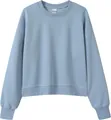 Comfortable light blue cropped crewneck sweatshirt with ribbed details for women - Blue