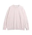 Felpa girocollo beige vintage lavata oversize presentata in una vista piatta pulita - S (Taglia US/EU Oversize) / Top / Cachi Distressed