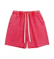 Vintage acid-washed red cotton shorts with white drawstring for men, loose fit style. - 3XL / Bottoms / Red