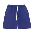 Vintage washed blue cotton drawstring shorts for casual sports and fitness wear - S / Bottoms / Washed Royal Blue