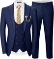 Dettaglio di un abito tre pezzi blu scuro da uomo con cravatta dorata e spilla - Blu navy