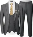 Vista dettagliata dell'abito da uomo grigio a 3 pezzi slim fit con giacca e gilet - Grigio scuro