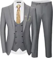Abito da uomo grigio a tre pezzi slim fit con giacca, gilet, pantaloni e spilla. - Grigio