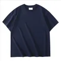 T-shirt oversize en coton lourd 280g bleu marine avec épaules tombantes pour hommes - Bleu Marine