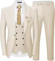 Dettaglio di un abito beige da uomo 3 pezzi slim fit con eleganti accessori dorati - Champagne