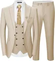 Dettaglio di un abito da uomo a tre pezzi beige champagne con spilla a corona - Kaki