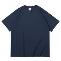 Πολυτελές μπλουζάκι 260g navy blue βαμβακερό με χαμηλωμένους ώμους σε oversize γραμμή - Ναυτικό μπλε