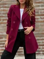 Elegante cappotto di lana magenta con revers e bottoni a doppiopetto da donna - Taglia S / Top / Rosso rosa