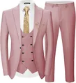 Abito da uomo 3 pezzi slim fit rosa polvere con giacca gilet e pantaloni - Rosa