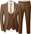 Abito da uomo tre pezzi slim fit marrone con gilet e pantaloni coordinati eleganti - Marrone