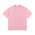 Pink distressed heavyweight short-sleeved T-shirt with ripped detailing - S / Tops / Light Pink