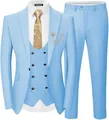 Abito da uomo tre pezzi azzurro slim fit con giacca gilet e pantaloni eleganti - Azzurro