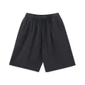 Vintage washed charcoal grey heavyweight cotton drawstring shorts with elastic waistband - S / Bottoms / Shorts - Black