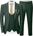 Elegante abito da uomo tre pezzi verde smeraldo vestibilità slim con giacca e gilet - Verde Scuro