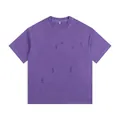 Heavyweight 260g purple washed t-shirt featuring ripped distressed details and street style - S / Tops / Purple