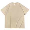 Κορυφαίο 260g βαρέων βαρών oversized βαμβακερό μπλουζάκι σε χακί χρώμα, χαλαρή εφαρμογή. - Ελαφρύ χακί